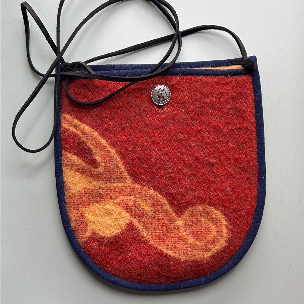 Nordic Boho Felted Wool Red and Tan Women's Bag w/Leather strap NWOT